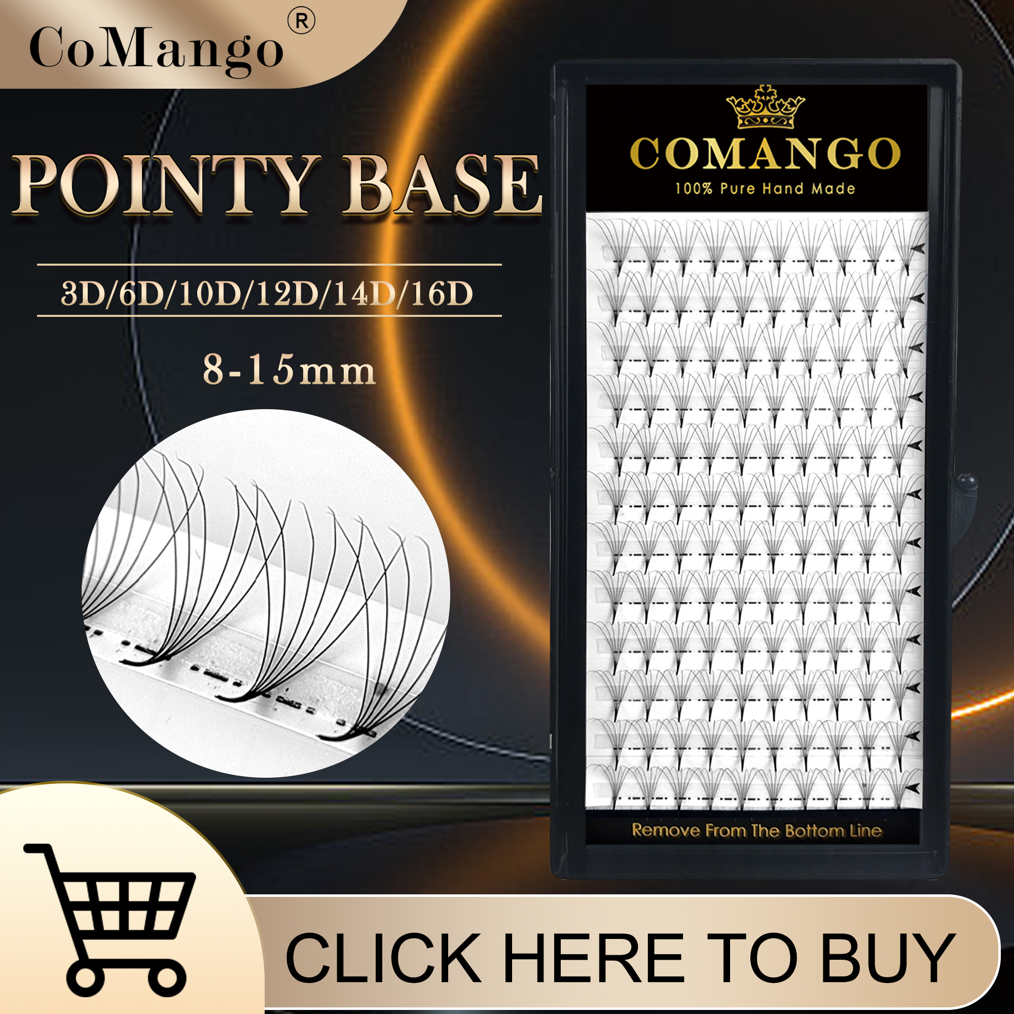 Eyelash Extension Hybrid - CoMango Hybrid Pointy Base Premade Fan