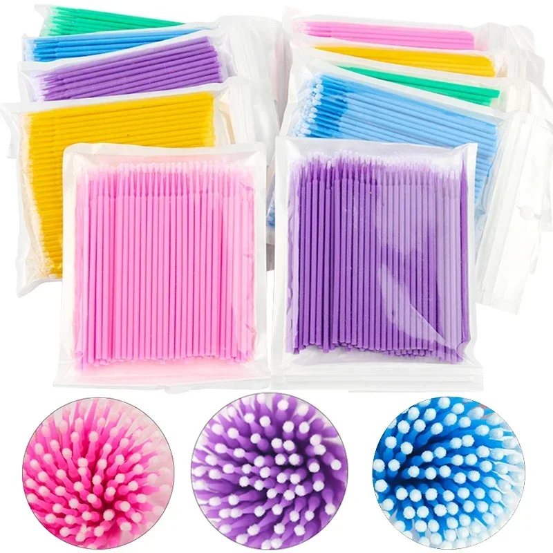 Eyelash Extension Cleaning - 100Pcs Extension Cleaning Micro Cotton Brush
