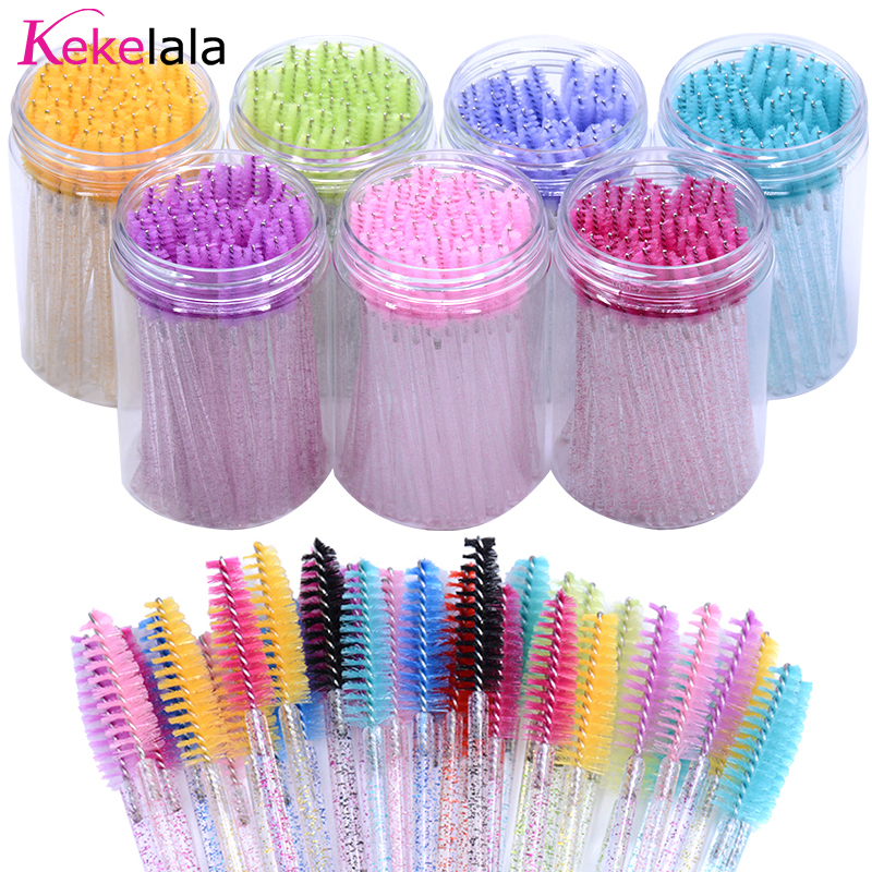 Eyelash Extension For Beginners - 50Pcs/Bottle Eyelash Extension Brushes With Container