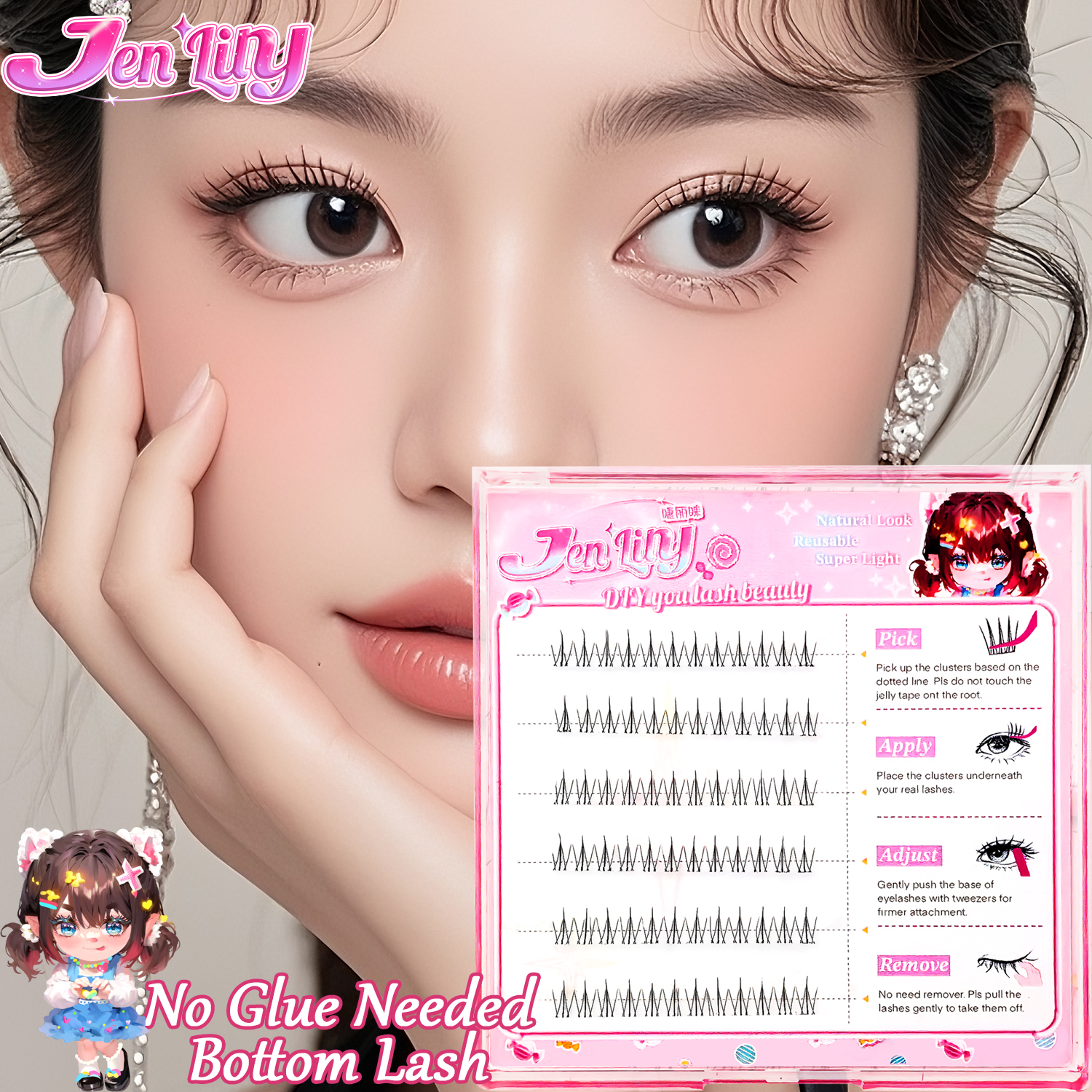 Self Adhesive Bottom Lashes No - огляд і ціна Eyelash Extension Korea