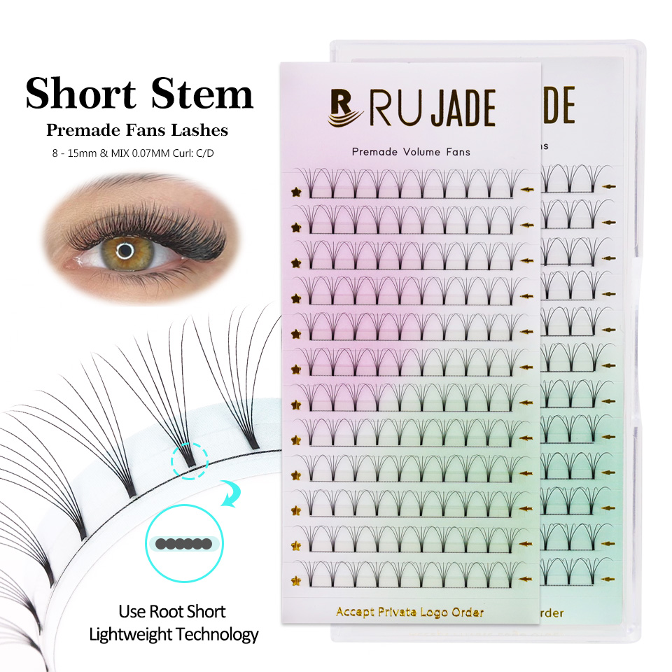 RUJADE Short Stem 3D 4D 5D 6D  - огляд і ціна Eyelash Extension Russian Volume