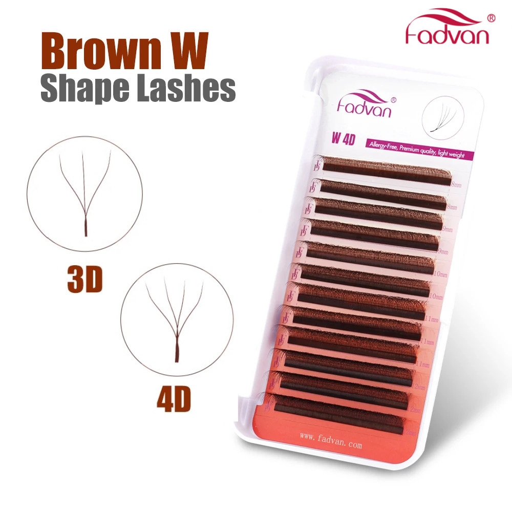 FADVAN Brown 3D/4D W Shape D C - огляд і ціна Eyelash Extension Human Hair