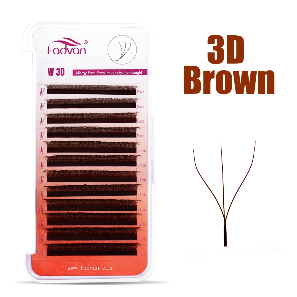FADVAN Brown 3D/4D W Shape D C - огляд і ціна Eyelash Extension Human Hair
