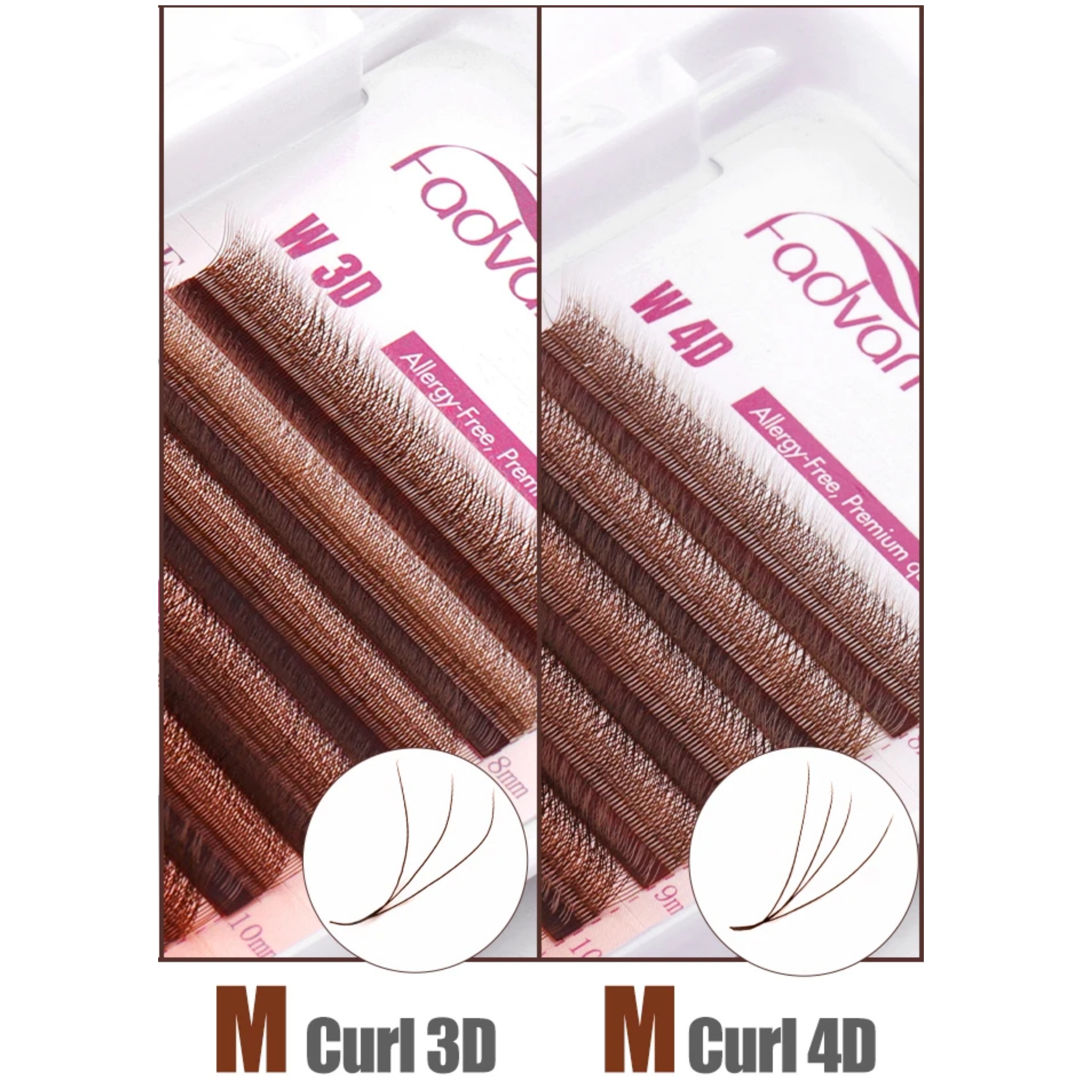FADVAN Brown 3D/4D W Shape D C - огляд і ціна Eyelash Extension Human Hair