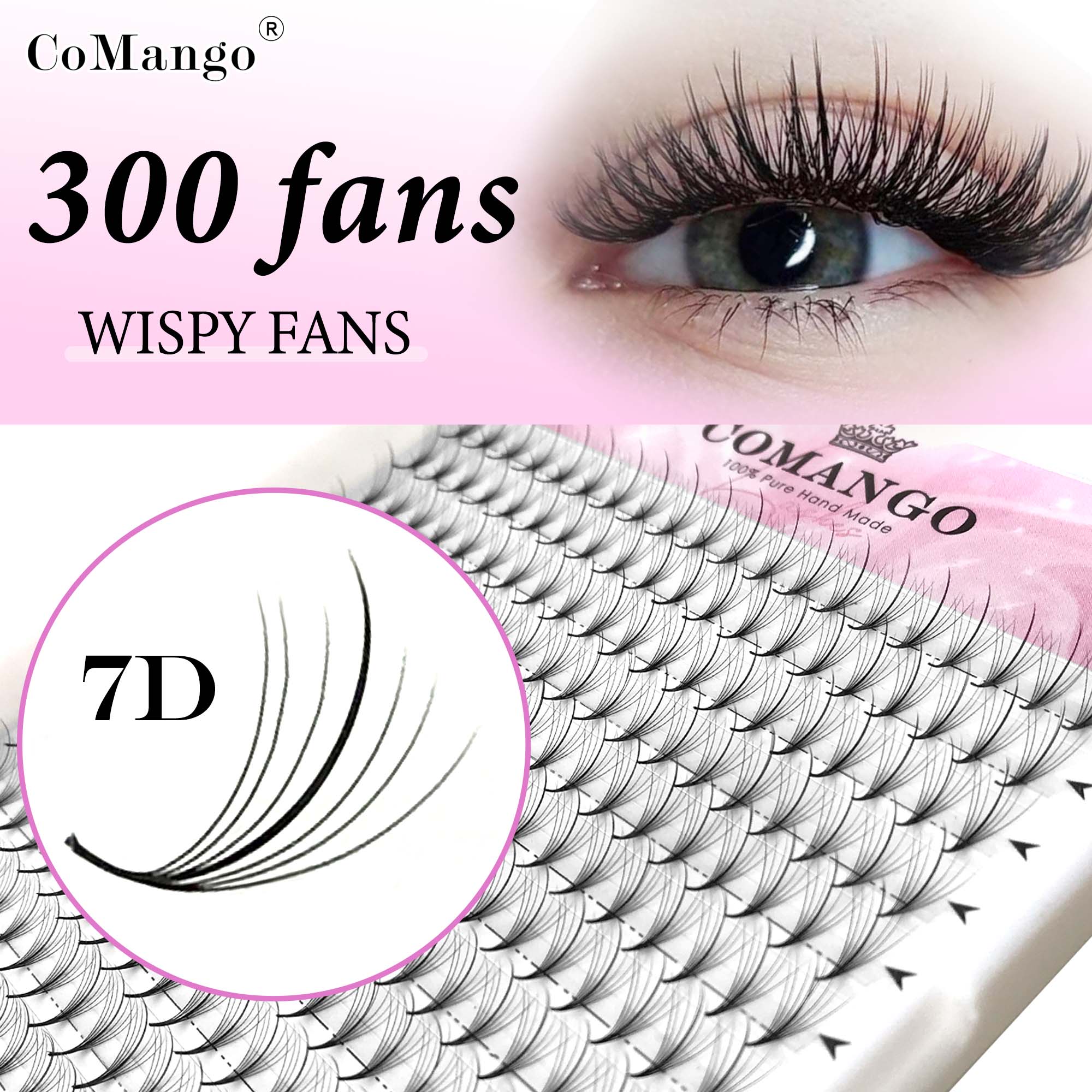 CoMango 7D Wispy Premade Fans  - огляд і ціна Eyelash Extension Hybrid