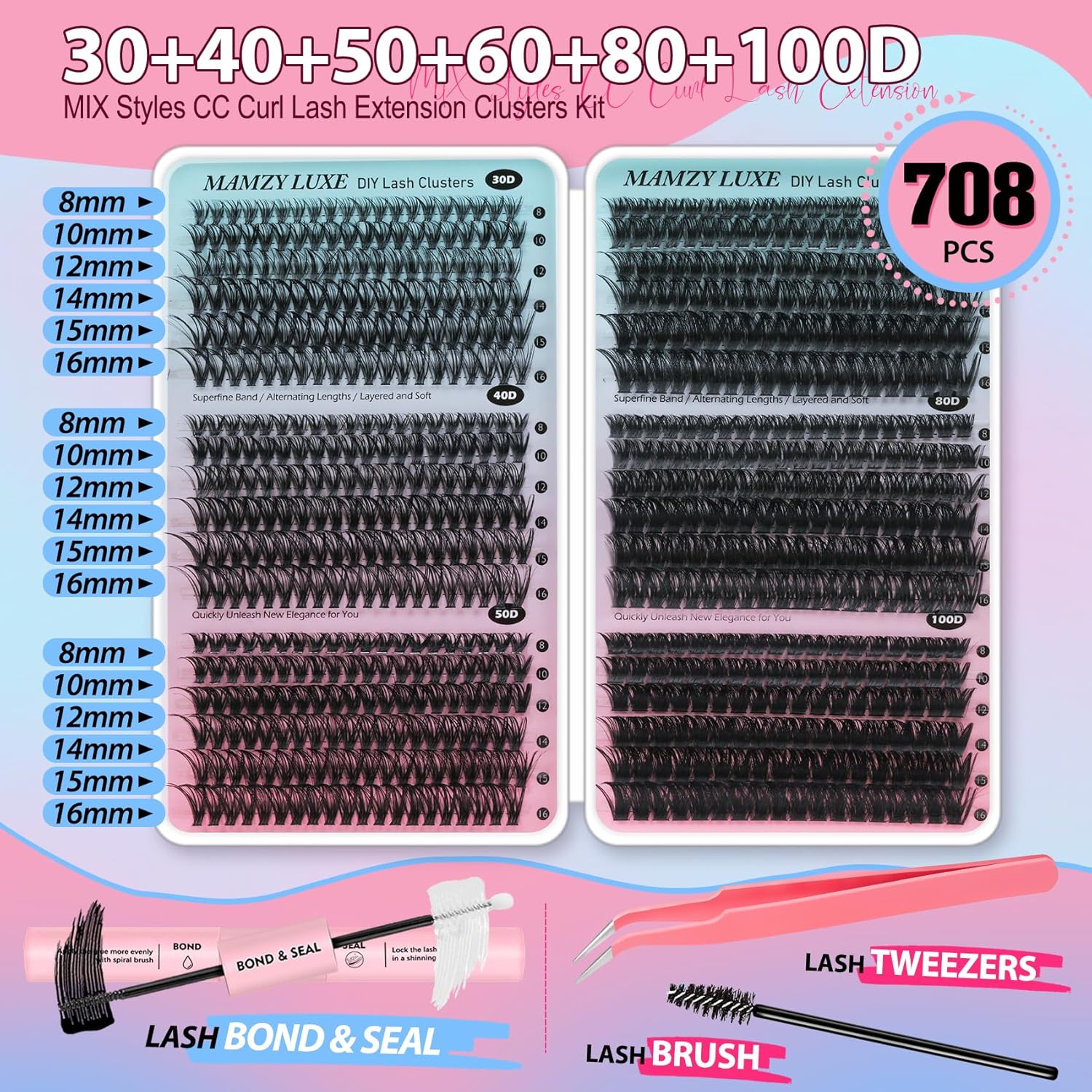 708Pcs Lash Clusters Kit 30D-1 - огляд і ціна Eyelash Extension Images Free