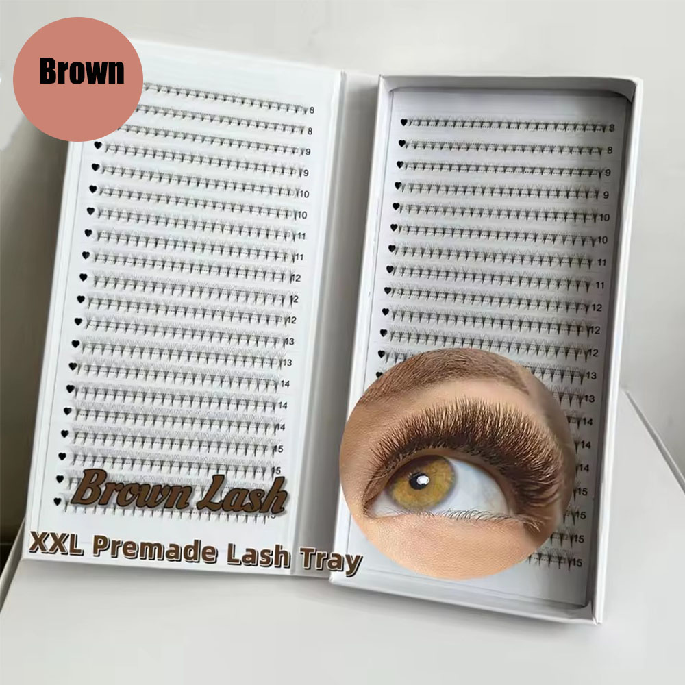 1200Fans 3D 8D 5D Brown Colore - огляд і ціна Eyelash Extension Hybrid