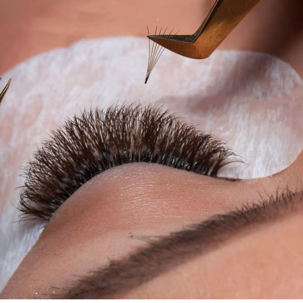 1200Fans 3D 8D 5D Brown Colore - огляд і ціна Eyelash Extension Hybrid